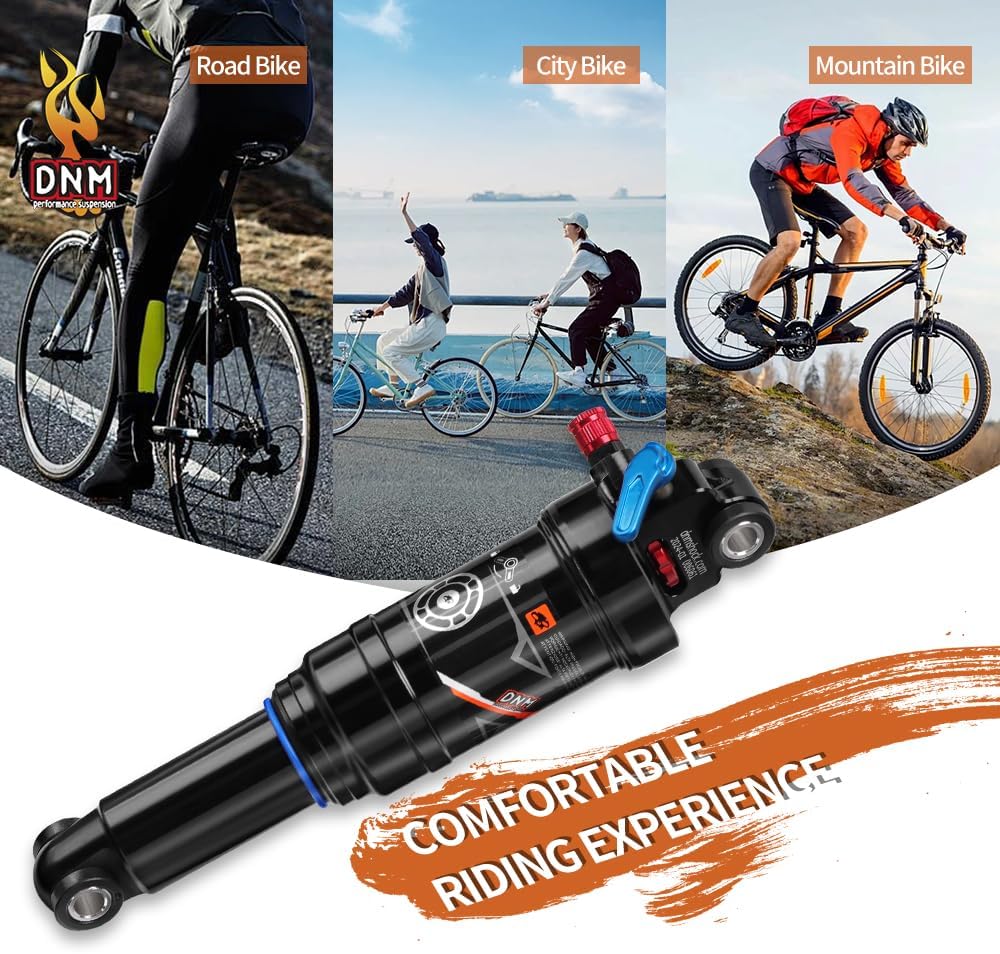 DNM AO-38RC Mtb Rear Shock Bike Air Rear Shock Rebound/Lock Out - Manual Remote - Adjustable Air Pressure (165 x 35 mm (6.50" x 1.38"))
