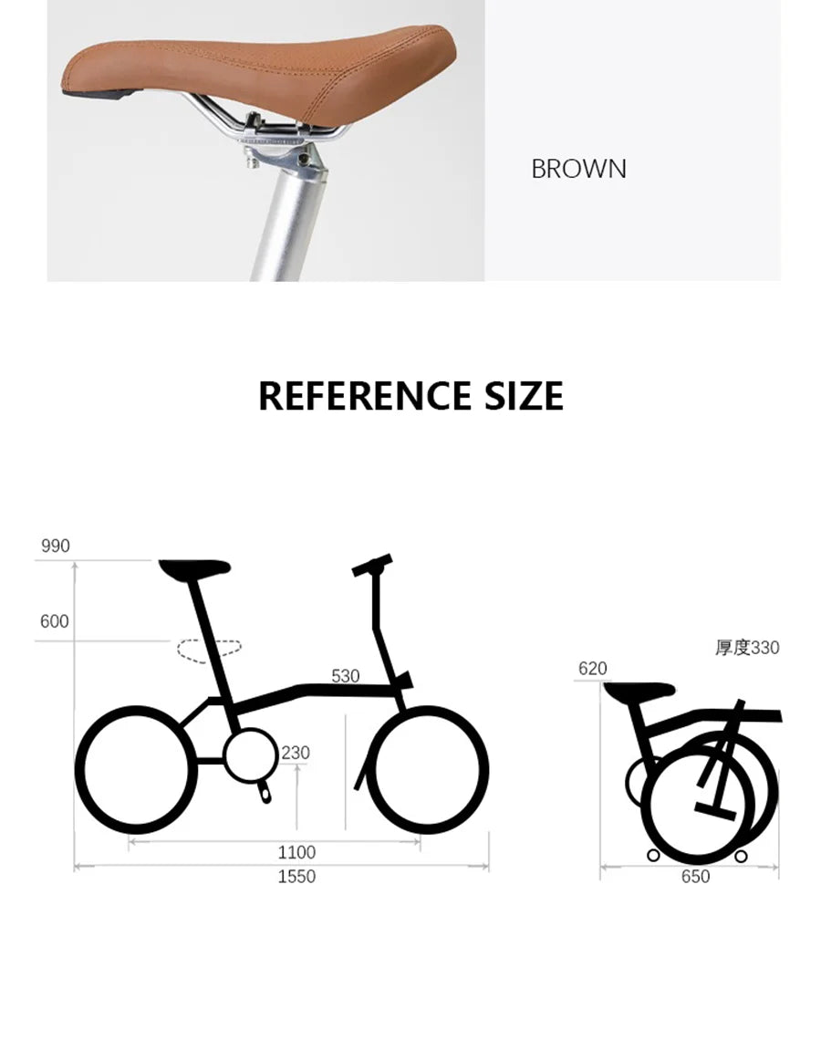 CRANSTON R9 Max Snowy White City Bike M-Handle/S-Handle 9-Speed 16 inch Small Cloth Lightweight and Portable Folding Bicycle