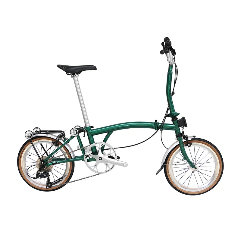 CRANSTON Tri-fold bicycle Chrome-molybdenum Steel ultra-light portable Folding Bike 16-inch 9-speed retro City commuting Bike
