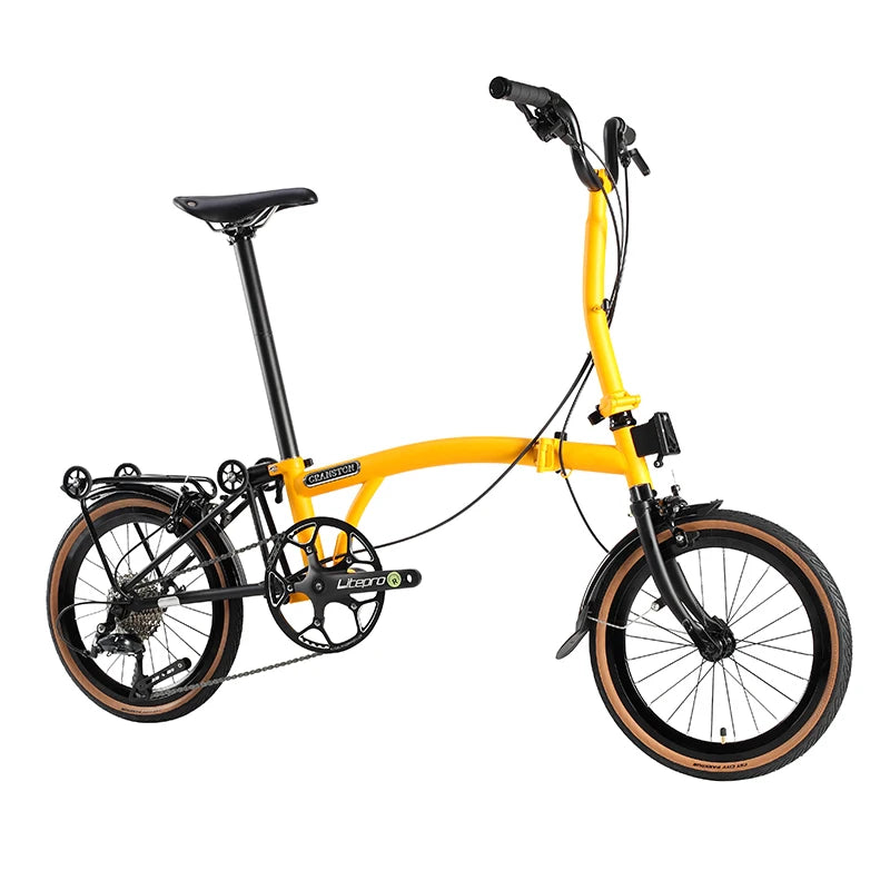 CRANSTON Tri-fold bicycle Chrome-molybdenum Steel ultra-light portable Folding Bike 16-inch 9-speed retro City commuting Bike