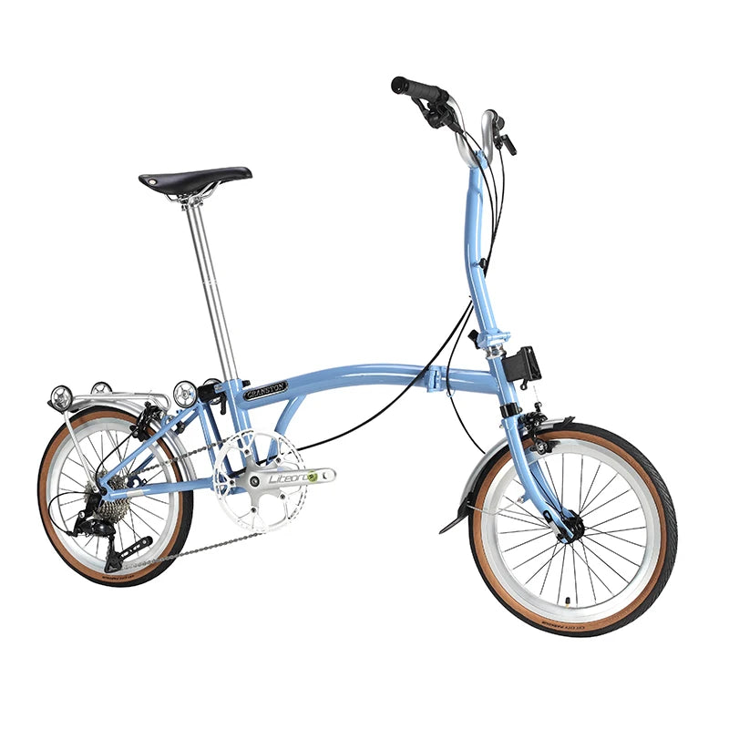 CRANSTON Tri-fold bicycle Chrome-molybdenum Steel ultra-light portable Folding Bike 16-inch 9-speed retro City commuting Bike