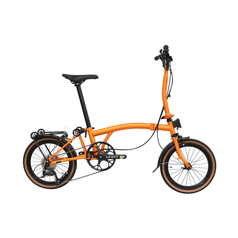CRANSTON Tri-fold bicycle Chrome-molybdenum Steel ultra-light portable Folding Bike 16-inch 9-speed retro City commuting Bike