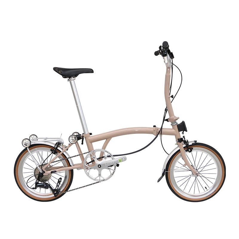 CRANSTON Tri-fold bicycle Chrome-molybdenum Steel ultra-light portable Folding Bike 16-inch 9-speed retro City commuting Bike