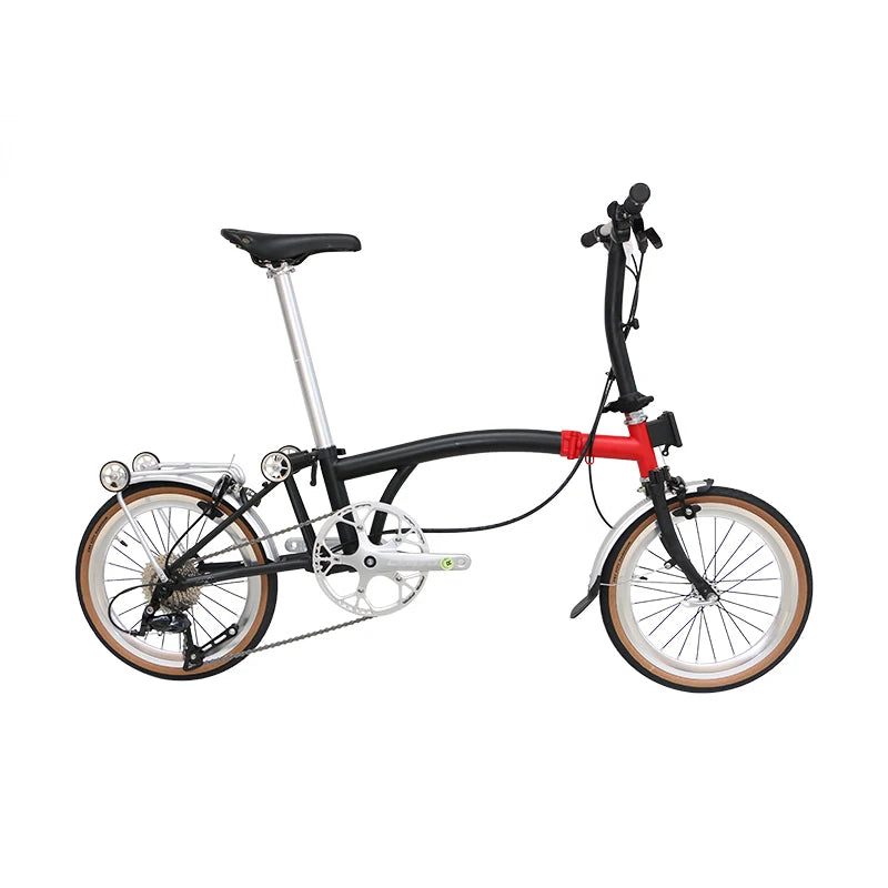 CRANSTON Tri-fold bicycle Chrome-molybdenum Steel ultra-light portable Folding Bike 16-inch 9-speed retro City commuting Bike