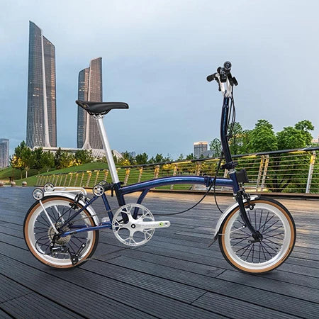 CRANSTON Tri-fold bicycle Chrome-molybdenum Steel ultra-light portable Folding Bike 16-inch 9-speed retro City commuting Bike