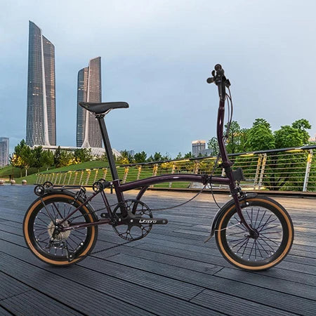 CRANSTON Tri-fold bicycle Chrome-molybdenum Steel ultra-light portable Folding Bike 16-inch 9-speed retro City commuting Bike