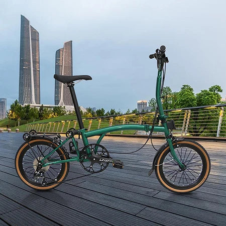 CRANSTON Tri-fold bicycle Chrome-molybdenum Steel ultra-light portable Folding Bike 16-inch 9-speed retro City commuting Bike