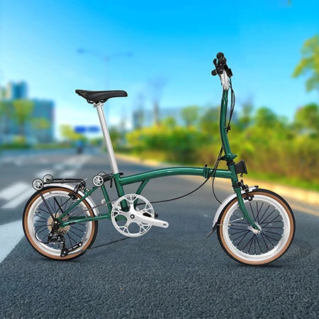 CRANSTON Tri-fold bicycle Chrome-molybdenum Steel ultra-light portable Folding Bike 16-inch 9-speed retro City commuting Bike