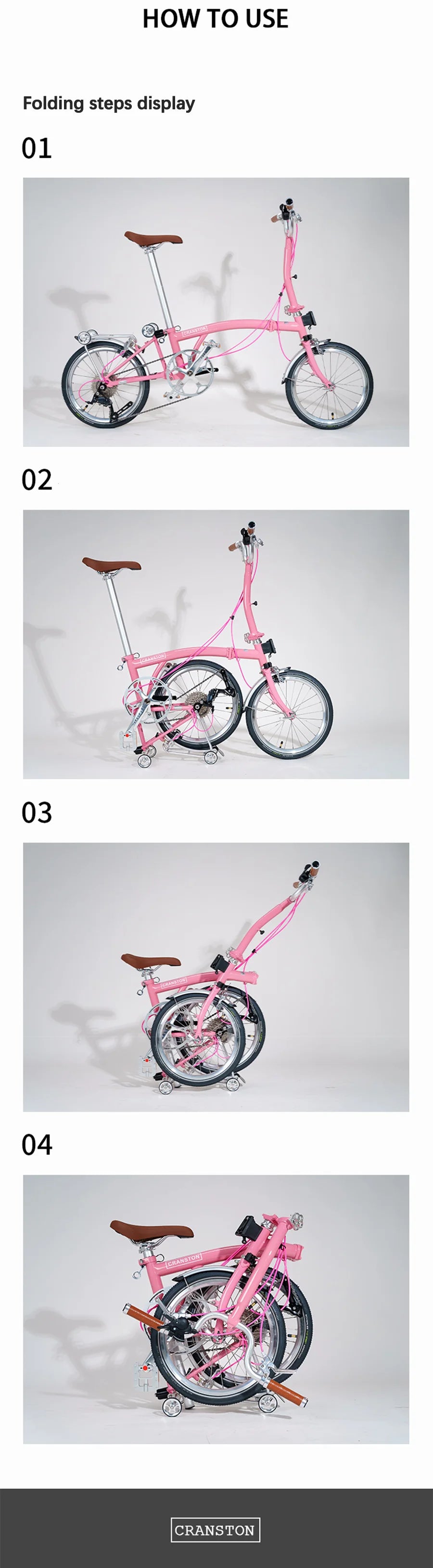 CRANSTON Tri-fold bicycle Chrome-molybdenum Steel ultra-light portable Folding Bike 16-inch 9-speed retro City commuting Bike