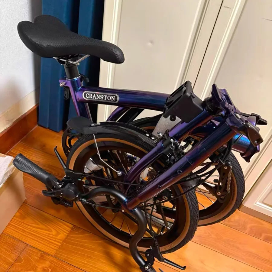 CRANSTON Tri-fold bicycle Chrome-molybdenum Steel ultra-light portable Folding Bike 16-inch 9-speed retro City commuting Bike