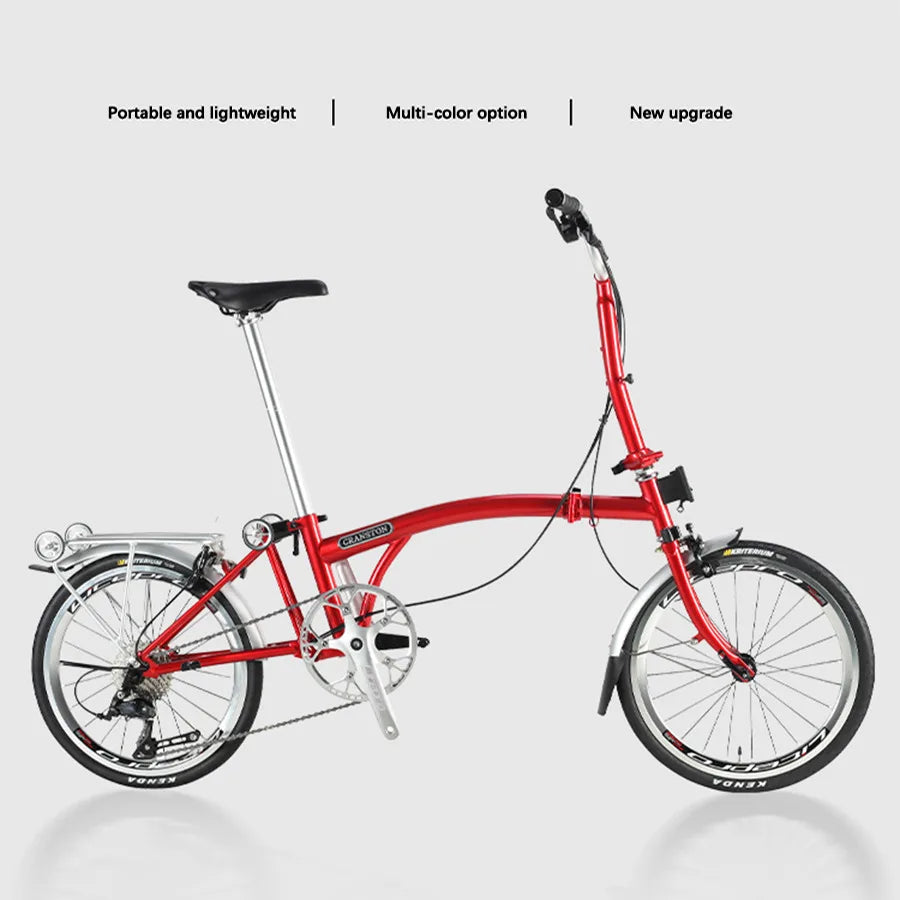 CRANSTON 20Inch External 9Speed Tri-fold Folding Bicycle Dual C Brake S M Handlebar Chrome-molybdenum Steel Frame City Bike