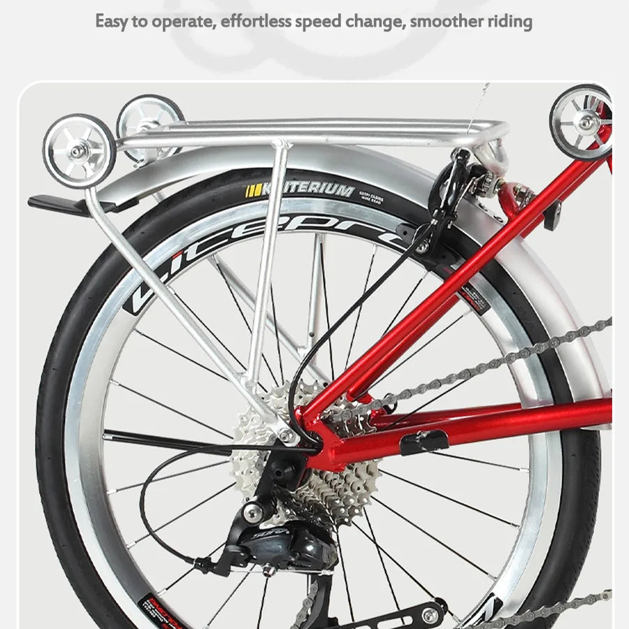 CRANSTON 20Inch External 9Speed Tri-fold Folding Bicycle Dual C Brake S M Handlebar Chrome-molybdenum Steel Frame City Bike