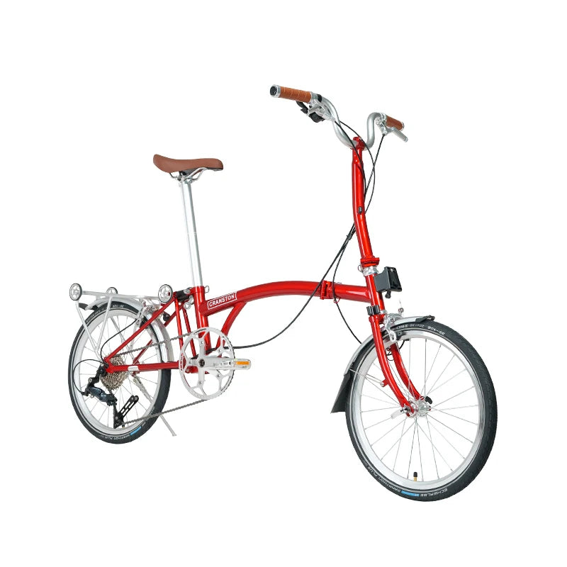 CRANSTON Lightweight 20'' 9-Speed Folding Bicycle with Chromoly Steel Frame Dual C Brakes & Finger Shift Ideal for Urban Travel