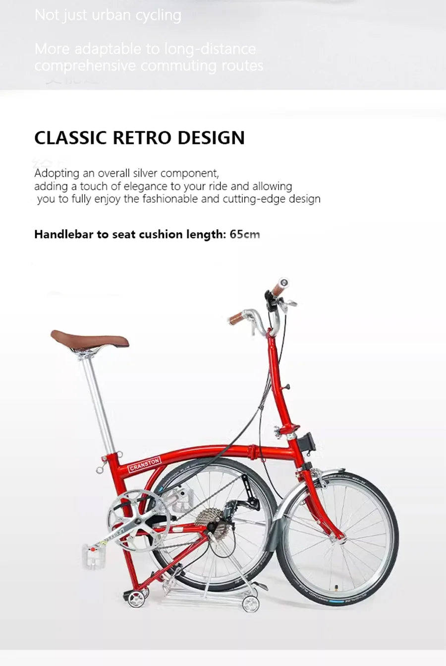 CRANSTON Portable 20 Inch 9 Speed Double V Brake Tri Fold Frame 53T CNC Crankset 20 Inch Wheel Small Folding City Bicycle