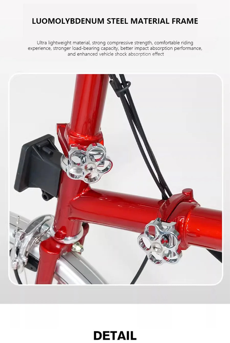 CRANSTON Portable 20 Inch 9 Speed Double V Brake Tri Fold Frame 53T CNC Crankset 20 Inch Wheel Small Folding City Bicycle