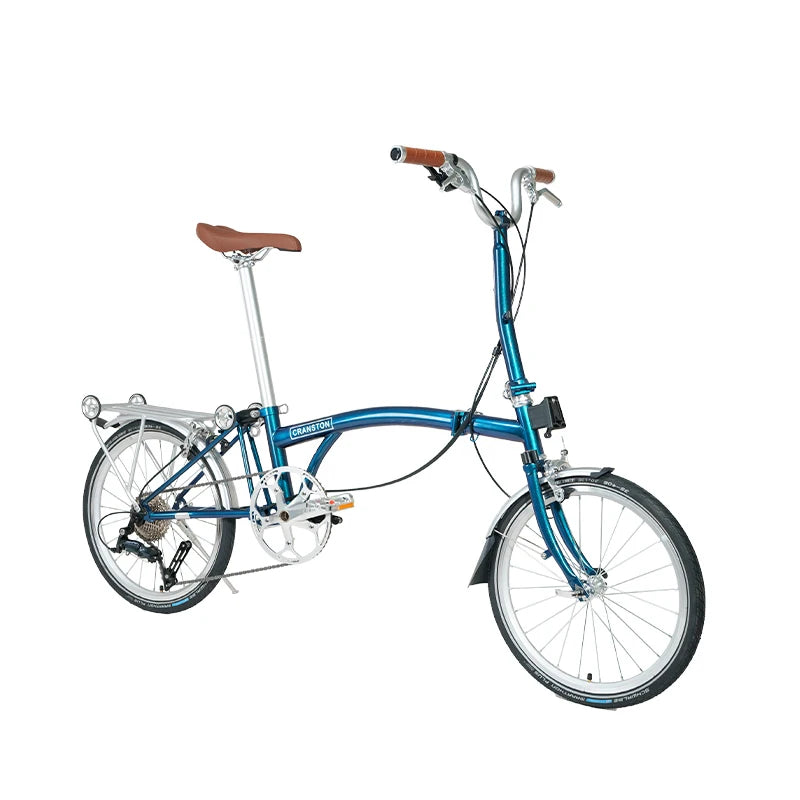 CRANSTON Lightweight 20'' 9-Speed Folding Bicycle with Chromoly Steel Frame Dual C Brakes & Finger Shift Ideal for Urban Travel