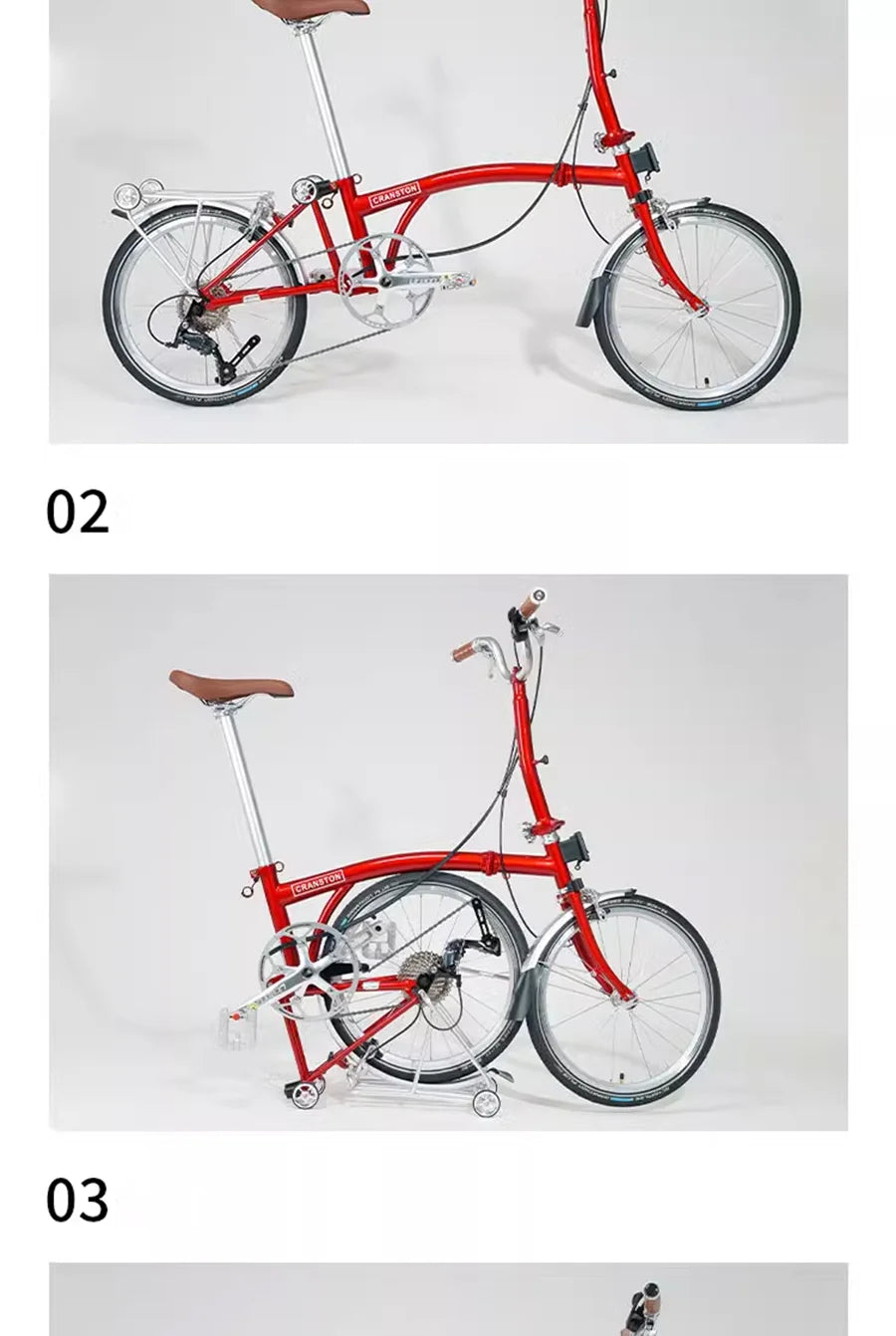 CRANSTON Portable 20 Inch 9 Speed Double V Brake Tri Fold Frame 53T CNC Crankset 20 Inch Wheel Small Folding City Bicycle