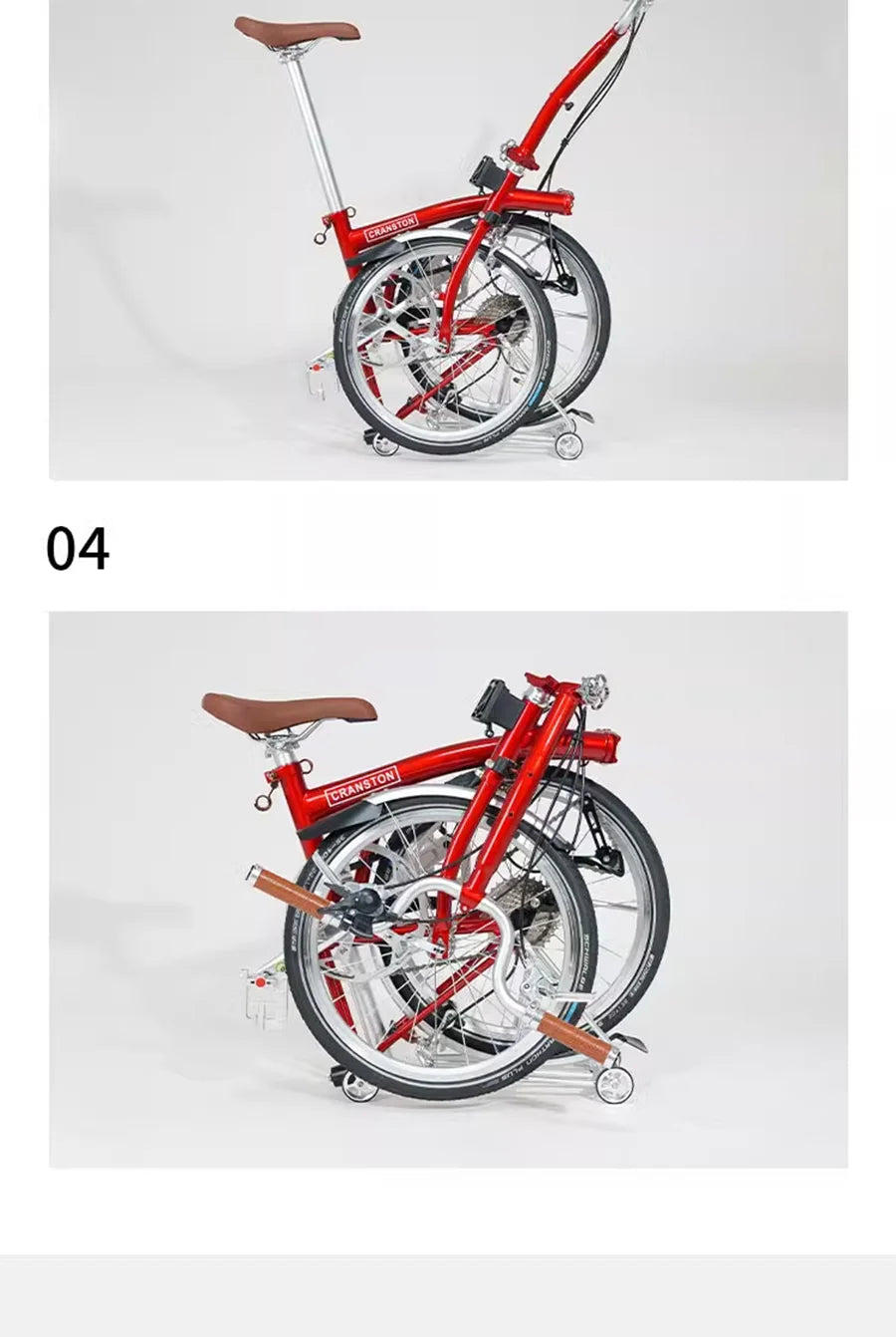 CRANSTON Portable 20 Inch 9 Speed Double V Brake Tri Fold Frame 53T CNC Crankset 20 Inch Wheel Small Folding City Bicycle