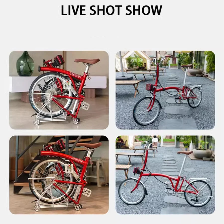 CRANSTON Portable 20 Inch 9 Speed Double V Brake Tri Fold Frame 53T CNC Crankset 20 Inch Wheel Small Folding City Bicycle