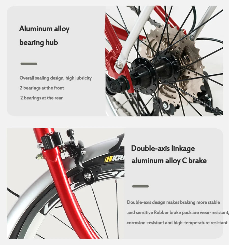 CRANSTON 20Inch External 9Speed Tri-fold Folding Bicycle Dual C Brake S M Handlebar Chrome-molybdenum Steel Frame City Bike