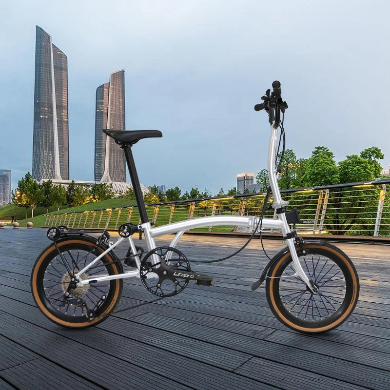 Cranston small cloth aluminum alloy three fold bike 16 inch 9speed bike portable ultra light retro push bicycle