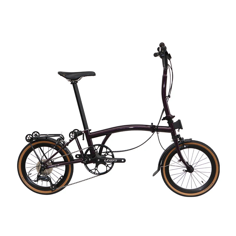 Cranston small cloth aluminum alloy three fold bike 16 inch 9speed bike portable ultra light retro push bicycle