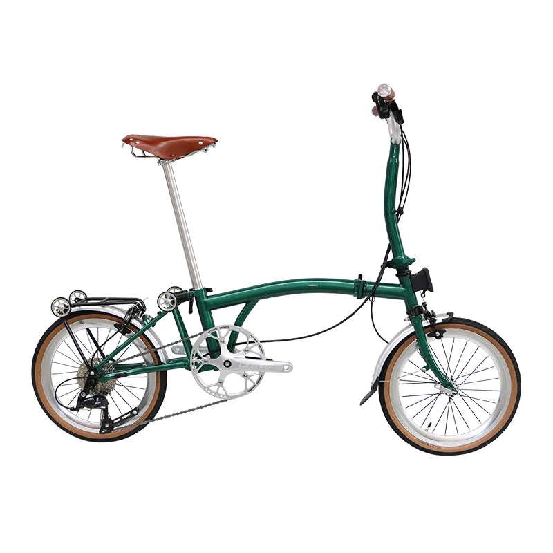 Cranston small cloth aluminum alloy three fold bike 16 inch 9speed bike portable ultra light retro push bicycle