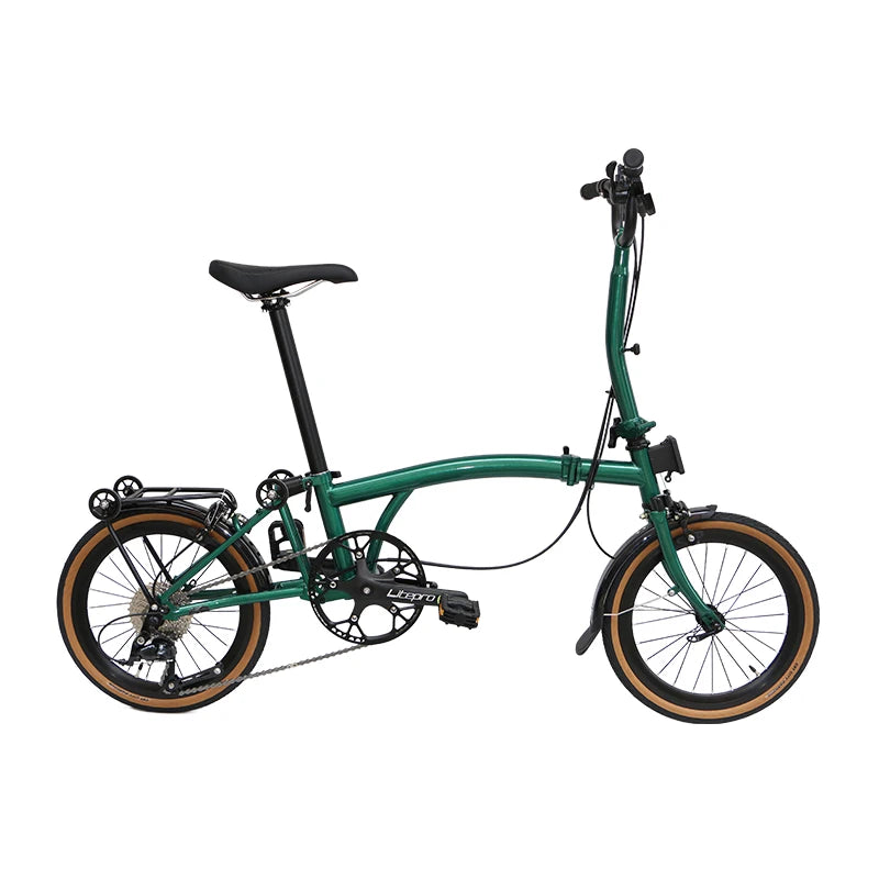 Cranston small cloth aluminum alloy three fold bike 16 inch 9speed bike portable ultra light retro push bicycle