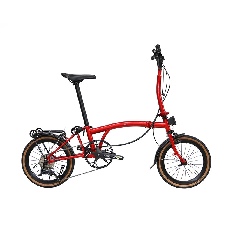 Cranston small cloth aluminum alloy three fold bike 16 inch 9speed bike portable ultra light retro push bicycle