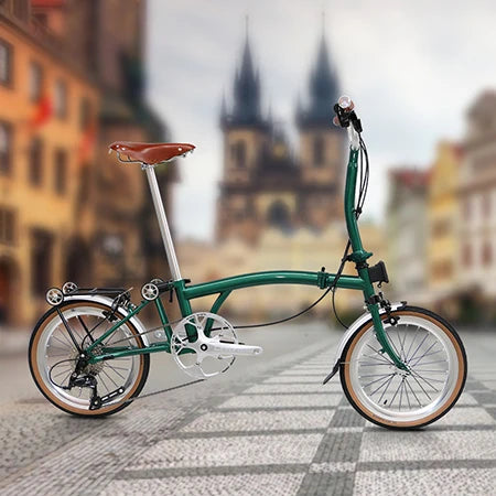 Cranston small cloth aluminum alloy three fold bike 16 inch 9speed bike portable ultra light retro push bicycle