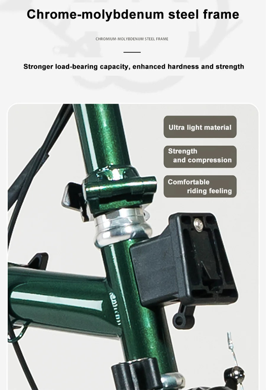 Cranston small cloth aluminum alloy three fold bike 16 inch 9speed bike portable ultra light retro push bicycle