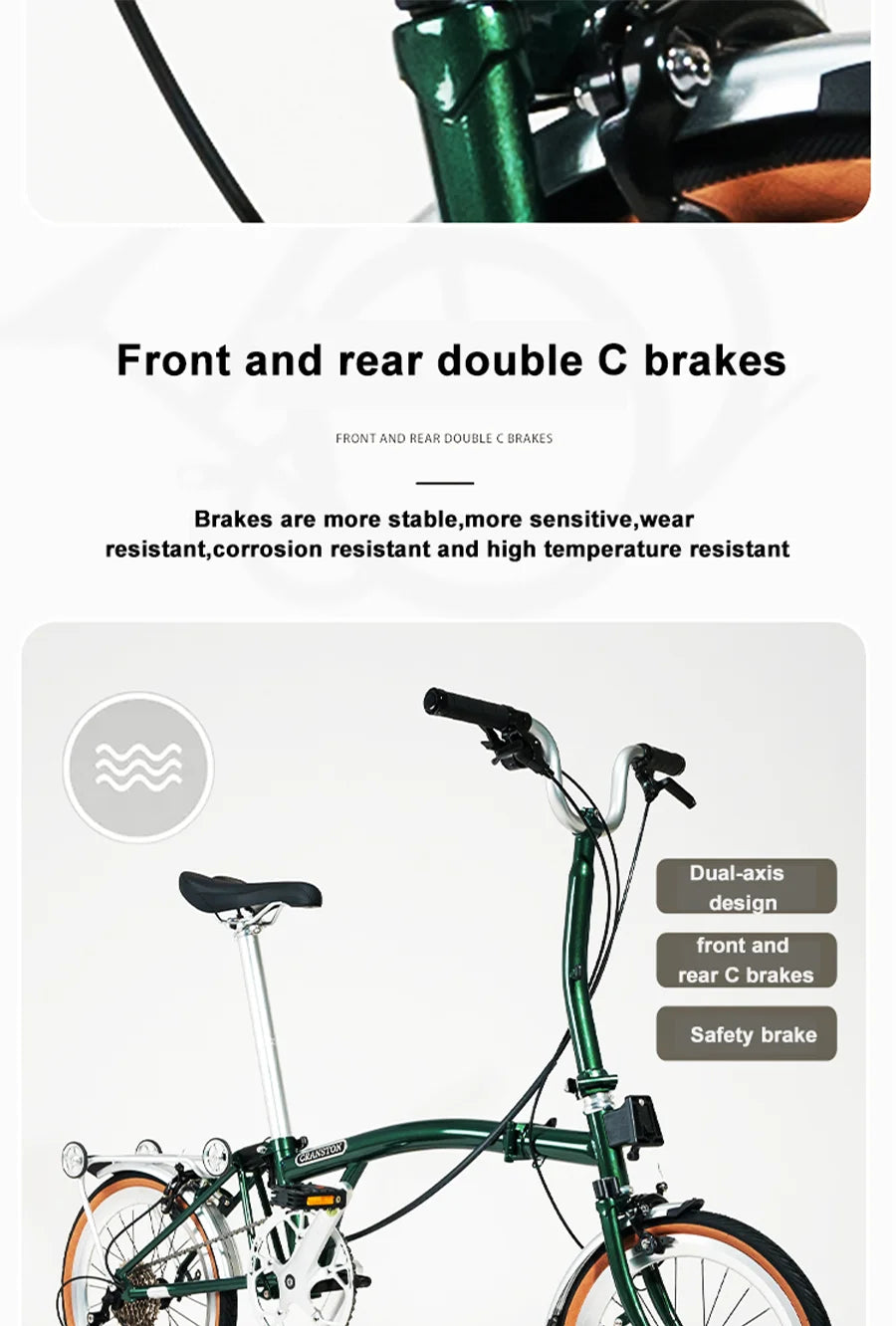 Cranston small cloth aluminum alloy three fold bike 16 inch 9speed bike portable ultra light retro push bicycle
