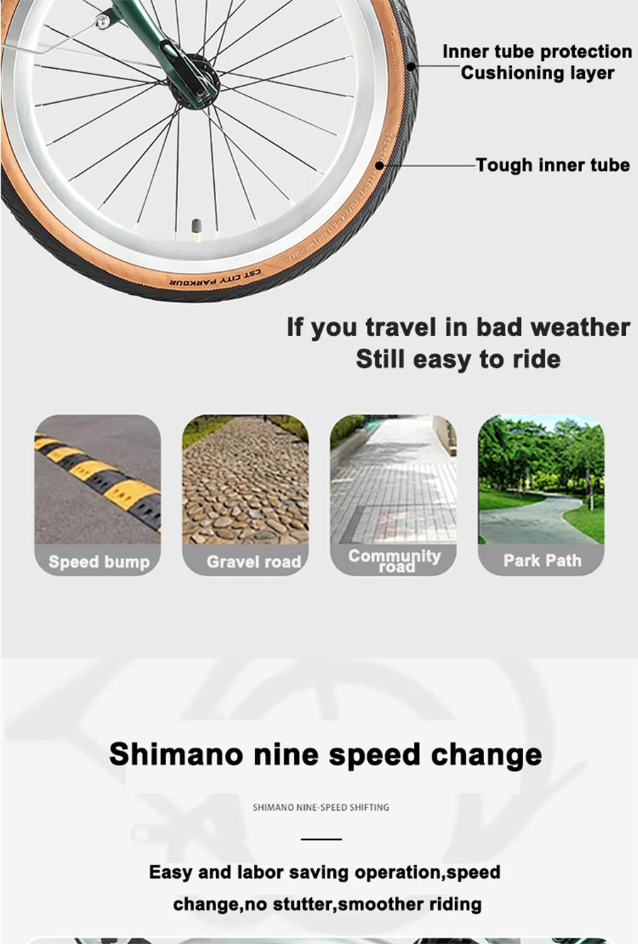 Cranston small cloth aluminum alloy three fold bike 16 inch 9speed bike portable ultra light retro push bicycle