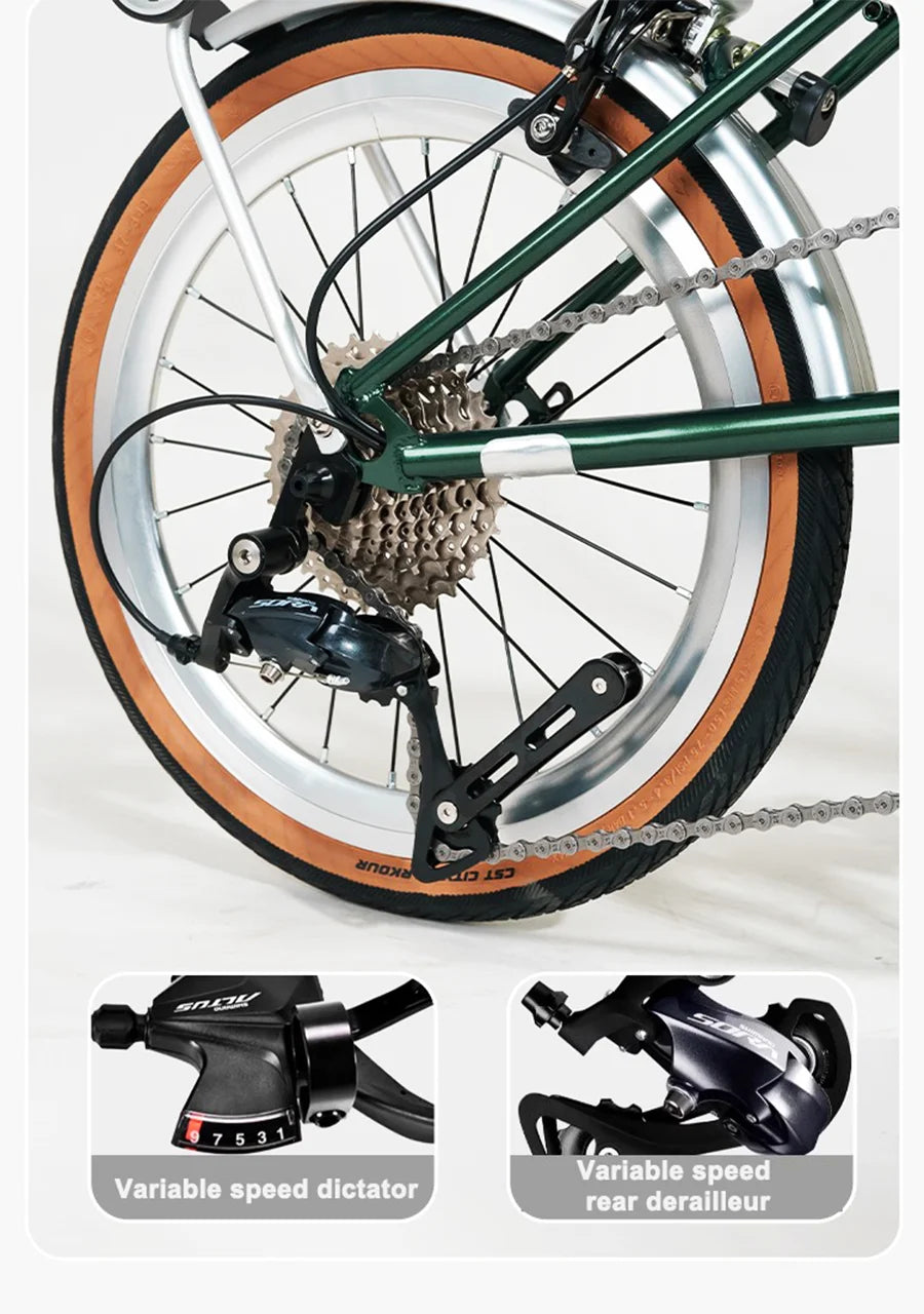 Cranston small cloth aluminum alloy three fold bike 16 inch 9speed bike portable ultra light retro push bicycle