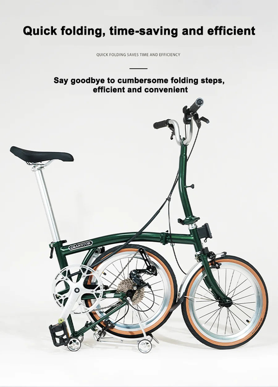 Cranston small cloth aluminum alloy three fold bike 16 inch 9speed bike portable ultra light retro push bicycle