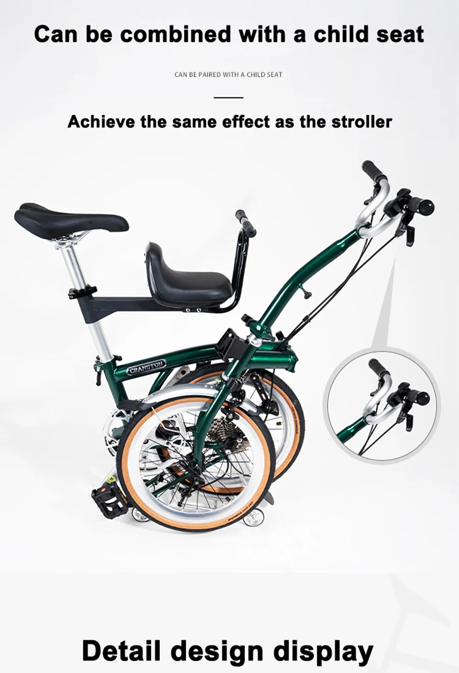 Cranston small cloth aluminum alloy three fold bike 16 inch 9speed bike portable ultra light retro push bicycle