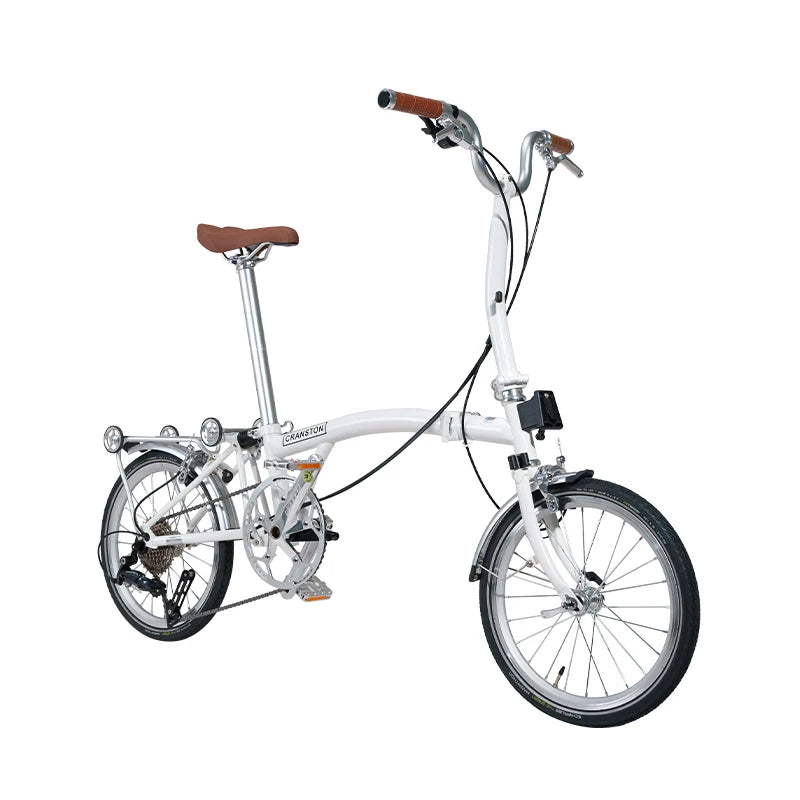 CRANSTON 16Inch Lightweight Folding Bike 9speed C Brake System M Handlebar Chrome-molybdenum Steel Frame Portable Bicycle