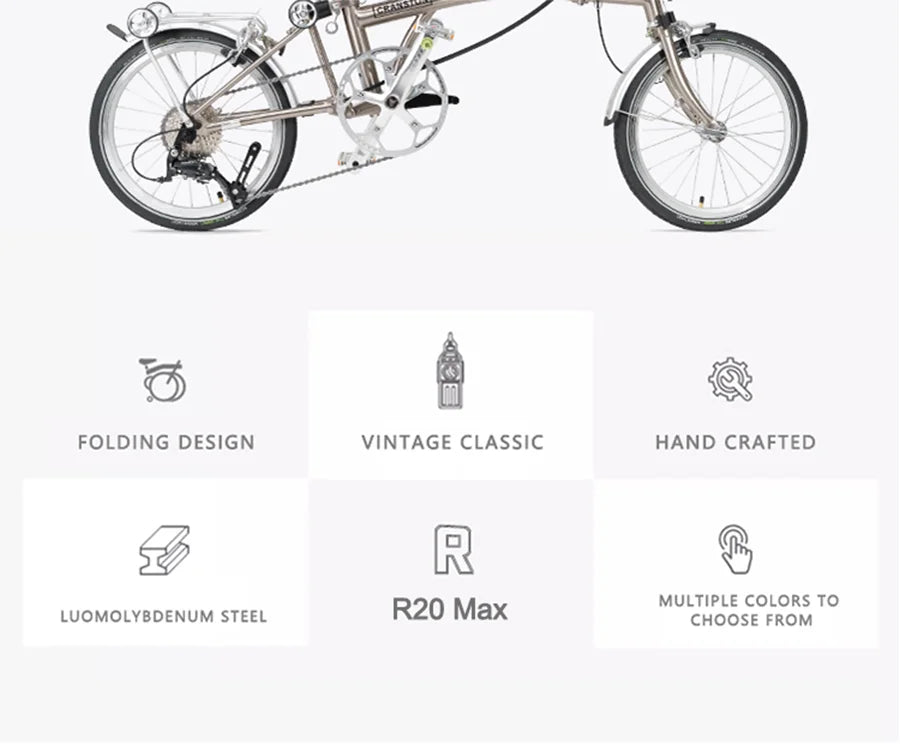CRANSTON 20 inch 9-speed Aluminium Alloy Folding Bike with C- Brake Lightweight Portable Adult Folding Bicycle