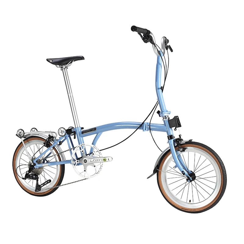 CRANSTON Lightweight Folding Bicycle 16 inch 9speed Aluminum Bicycle Small Wheel Bicycle Convenient to Carry for City Travel