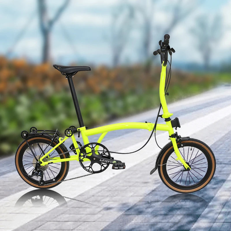 CRANSTON Lightweight Folding Bicycle 16 inch 9speed Aluminum Bicycle Small Wheel Bicycle Convenient to Carry for City Travel