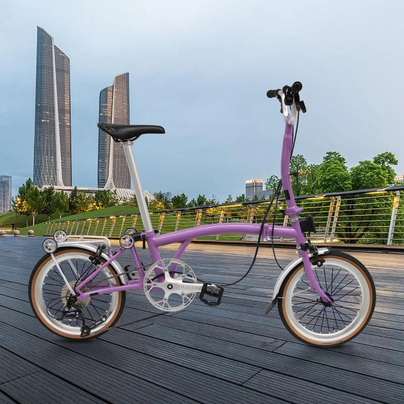 CRANSTON Lightweight Folding Bicycle 16 inch 9speed Aluminum Bicycle Small Wheel Bicycle Convenient to Carry for City Travel