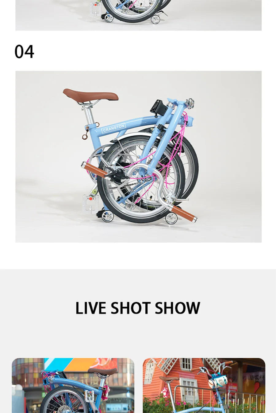 CRANSTON Lightweight Folding Bicycle 16 inch 9speed Aluminum Bicycle Small Wheel Bicycle Convenient to Carry for City Travel
