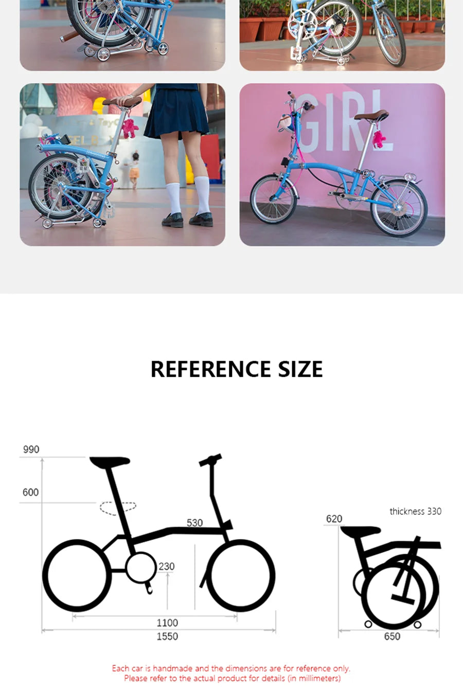 CRANSTON Lightweight Folding Bicycle 16 inch 9speed Aluminum Bicycle Small Wheel Bicycle Convenient to Carry for City Travel