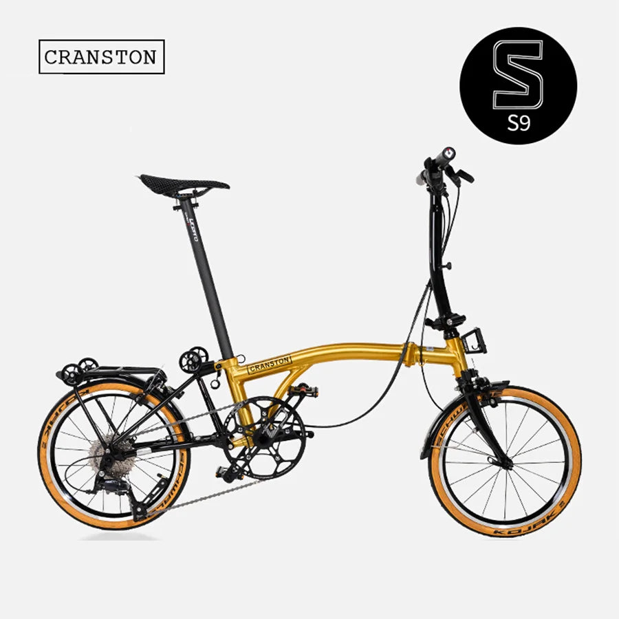 CRANSTON S9 Aluminum Alloy Frame 16 Inch 9 Speed Triple Folding Bike Adult Super Light and Portable Bicycle