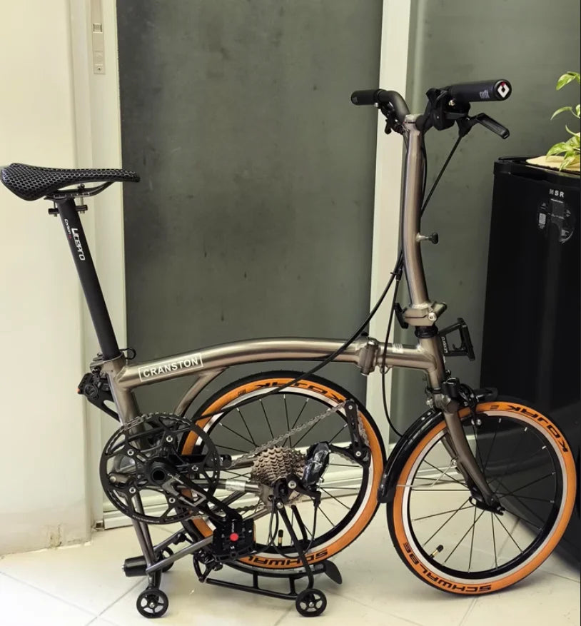 CRANSTON S9 Aluminum Alloy Frame 16 Inch 9 Speed Tri-fold Bicycle S /Y BAR Light Weight Foldable Bicycle Mini Folding Bike
