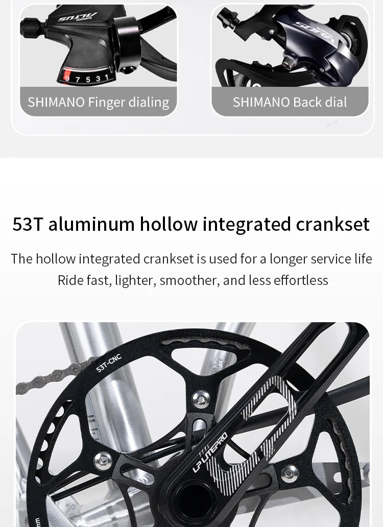 CRANSTON S9 Aluminum Alloy Frame 16 Inch 9 Speed Tri-fold Bicycle S /Y BAR Light Weight Foldable Bicycle Mini Folding Bike