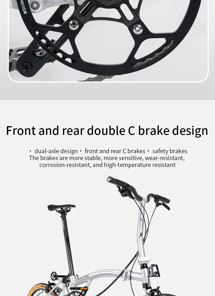 CRANSTON S9 Aluminum Alloy Frame 16 Inch 9 Speed Tri-fold Bicycle S /Y BAR Light Weight Foldable Bicycle Mini Folding Bike