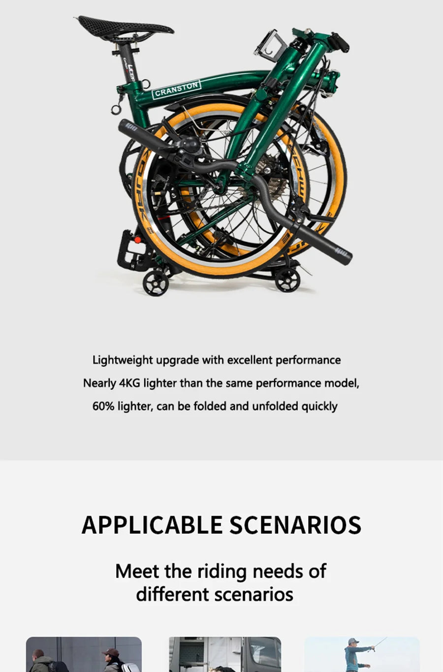 CRANSTON S9 Aluminum Alloy Folding Bike Ultralight and Portable 16 Inch 9 Speed Retro Commuter Folding Bicycle For Adult