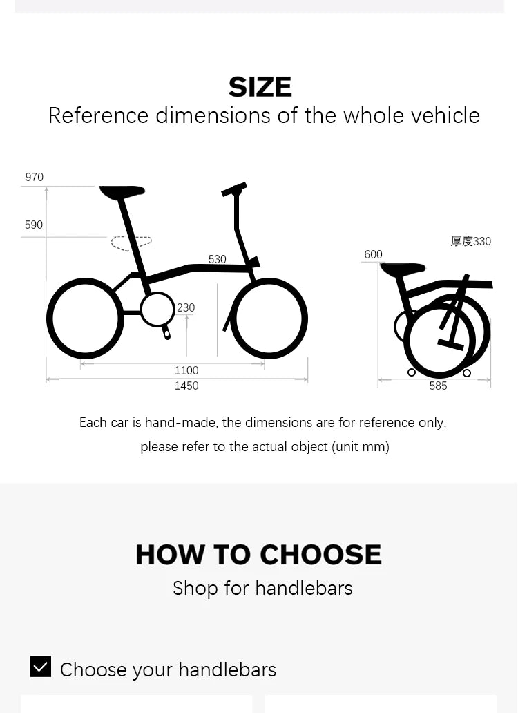 CRANSTON S9 Aluminum Alloy Frame 16 Inch 9 Speed Tri-fold Bicycle S /Y BAR Light Weight Foldable Bicycle Mini Folding Bike