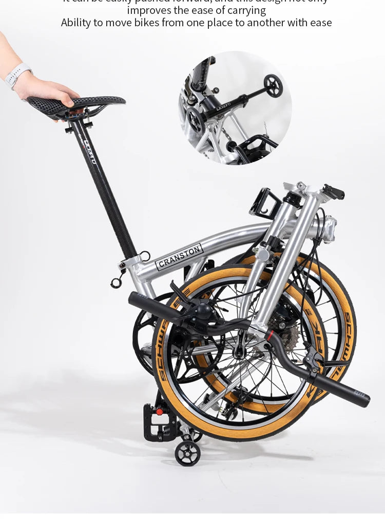 CRANSTON S9 Aluminum Alloy Frame 16 Inch 9 Speed Tri-fold Bicycle S /Y BAR Light Weight Foldable Bicycle Mini Folding Bike